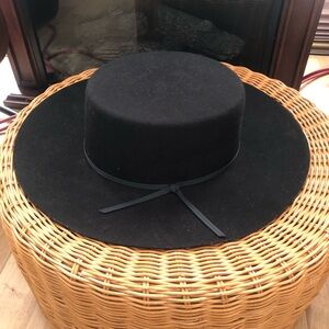 VTG Stetson Western Wool Flat-Flat Hat 7 5/8 Black HERBERT’S Alliston Ont EUC
